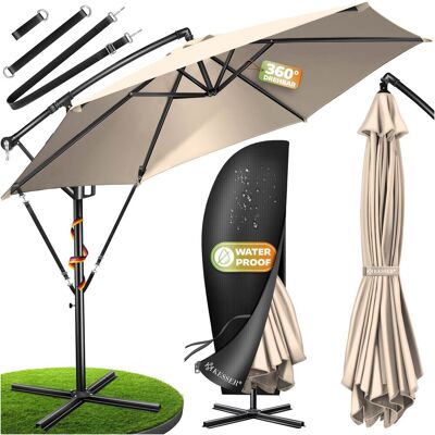 Kesser® Alu Ampelschirm Sonnenschirm + Abdeckung Ø300 Cm / Ø350 Cm Mit Kurbelvorrichtung Kurbelschirm Mit Ständer Uv-schutz Aluminium 350cm / Beige Kesser® Alu Ampelschirm Sonnenschirm + Abdeckung Ø300 Cm / Ø350 Cm Mit Kurbelvorrichtung Kurbelschirm Mit Ständer Uv-schutz Aluminium 350cm / Beige