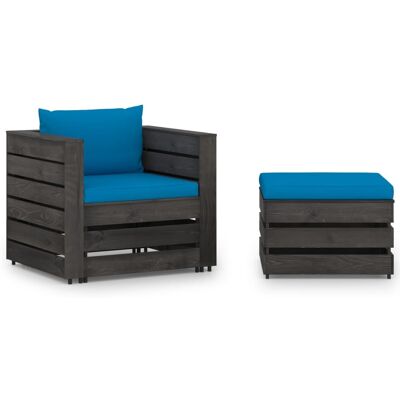 VIDAXL 2-tlg. Garten-lounge-set Mit Kissen Grau Imprägniertes Holz VIDAXL 2-tlg. Garten-lounge-set Mit Kissen Grau Imprägniertes Holz