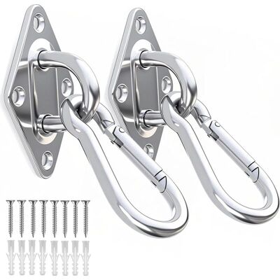 BOBYPET 2 Edelstahl-ösenhaken M10 + 2 Karabiner M9, Robuste Hängemattenhaken, Tragkraft 300 Kg Für Schaukeln, Pflanzenampeln, Außenbeleuchtung BOBYPET 2 Edelstahl-ösenhaken M10 + 2 Karabiner M9, Robuste Hängemattenhaken, Tragkraft 300 Kg Für Schaukeln, Pflanzenampeln, Außenbeleuchtung