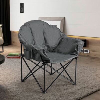 Costway Campingstuhl Gepolsterter Moon Chair, Faltstuhl Rund Mit Becherhalter, Klappstuhl Mondstuhl Fuer Camping Angeln Draussen 82x62x90cm Grau Costway Campingstuhl Gepolsterter Moon Chair, Faltstuhl Rund Mit Becherhalter, Klappstuhl Mondstuhl Fuer Camping Angeln Draussen 82x62x90cm Grau