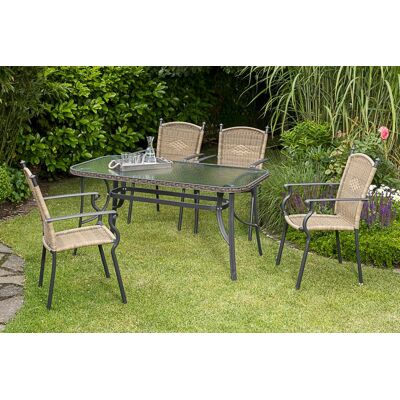 Merxx Roma Set 5tlg 4 Sessel Tisch 150x80cm Alu/kunststoff Merxx Roma Set 5tlg 4 Sessel Tisch 150x80cm Alu/kunststoff