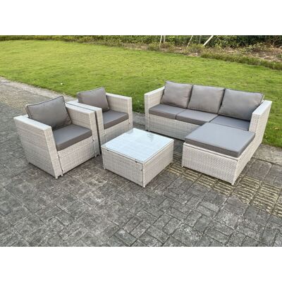 Fimous 6-Sitzer Hellgraues Rattan Gartenmöbel-Set Fimous 6-Sitzer Hellgraues Rattan Gartenmöbel-Set