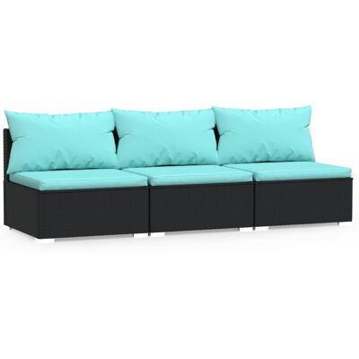 3-sitzer-sofa Mit Auflagen Schwarz Poly Rattan Vidaxl 3-sitzer-sofa Mit Auflagen Schwarz Poly Rattan Vidaxl