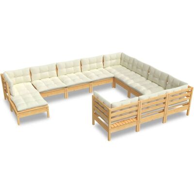 vidaXL 11-tlg. Garten-Lounge-Set mit Kissen - Gartenmöbel vidaXL 11-tlg. Garten-Lounge-Set mit Kissen - Gartenmöbel