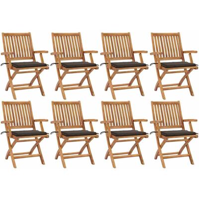 Vidaxl - Klappbare Gartenstühle Mit Kissen 8 Stk. Massivholz Teak Vidaxl - Klappbare Gartenstühle Mit Kissen 8 Stk. Massivholz Teak