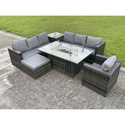 Fimous Rattan Garteneckmöbel Gas-Feuerstelle Tisch Sets - Gartenmöbelset Fimous Rattan Garteneckmöbel Gas-Feuerstelle Tisch Sets - Gartenmöbelset