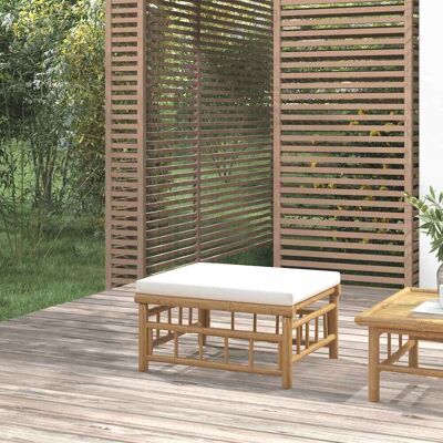 Gartenhocker Mit Cremeweißem Kissen Bambus - Vidaxl Gartenhocker Mit Cremeweißem Kissen Bambus - Vidaxl