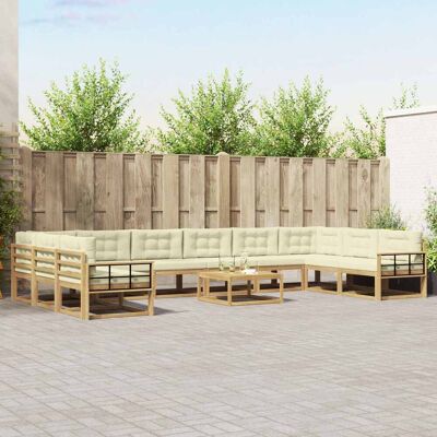 SORRUDER Vidaxl Outdoor-sofagarnitur Mit Kissen 11 Pcs Weiß Und Creme SORRUDER Vidaxl Outdoor-sofagarnitur Mit Kissen 11 Pcs Weiß Und Creme