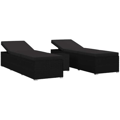Maison Exclusive - Garten Sonnenliegen Mit Kissen 3 Pcs Schwarz P Maison Exclusive - Garten Sonnenliegen Mit Kissen 3 Pcs Schwarz P