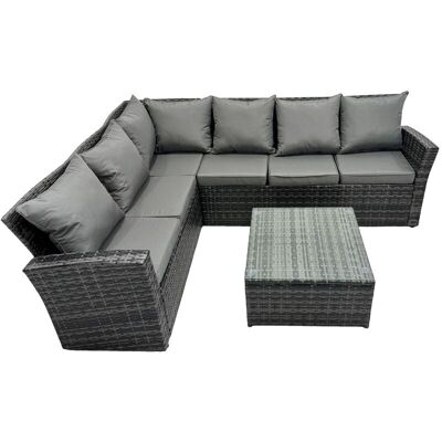 Hoher Rücken Dunkelgrau Gemischt Gartengartenmöbel Corner Rattan Sofa Set Quadratischer Couchtisch Linke Option - Fimous Hoher Rücken Dunkelgrau Gemischt Gartengartenmöbel Corner Rattan Sofa Set Quadratischer Couchtisch Linke Option - Fimous