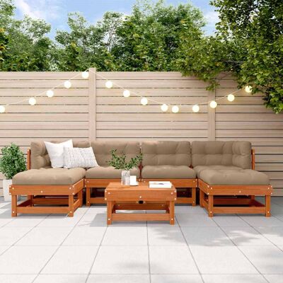 SORRUDER Vidaxl Garten-lounge-set 7 Pcs Wachsbraun Massives Kiefernholz SORRUDER Vidaxl Garten-lounge-set 7 Pcs Wachsbraun Massives Kiefernholz
