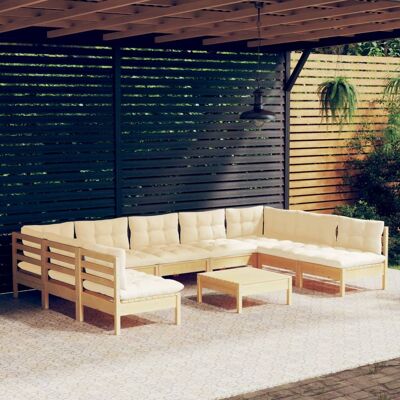 vidaXL 10-tlg. Garten-Lounge-Set mit Kissen - Gartemöbel vidaXL 10-tlg. Garten-Lounge-Set mit Kissen - Gartemöbel
