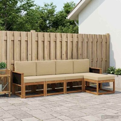SORRUDER Vidaxl Outdoor-sofagarnitur 5 Pcs Natur Und Beige Polyester SORRUDER Vidaxl Outdoor-sofagarnitur 5 Pcs Natur Und Beige Polyester