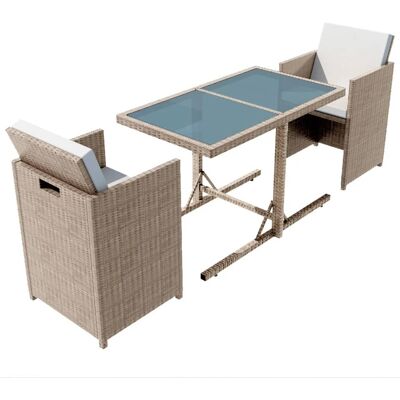 3-tlg. Bistro-set Mit Auflagen Poly Rattan Beige Vidaxl 3-tlg. Bistro-set Mit Auflagen Poly Rattan Beige Vidaxl