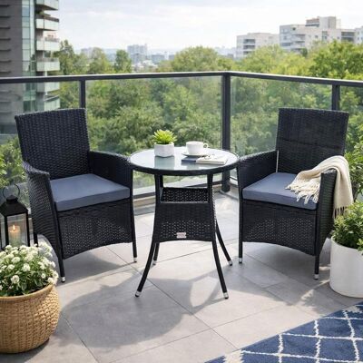 Estexo - Polyrattan Gartenmöbel Set Gartenset Sitzgruppe Rattan Essgruppe Sessel Schwarz Estexo - Polyrattan Gartenmöbel Set Gartenset Sitzgruppe Rattan Essgruppe Sessel Schwarz