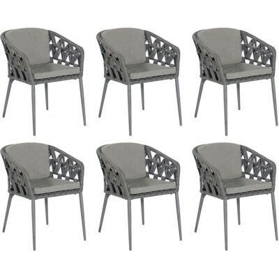 6er-set Gartensessel Fairmont Aluminium Mit Polyrope Schwarzgrau Gartenstuhl Sessel - Sonnenpartner 6er-set Gartensessel Fairmont Aluminium Mit Polyrope Schwarzgrau Gartenstuhl Sessel - Sonnenpartner