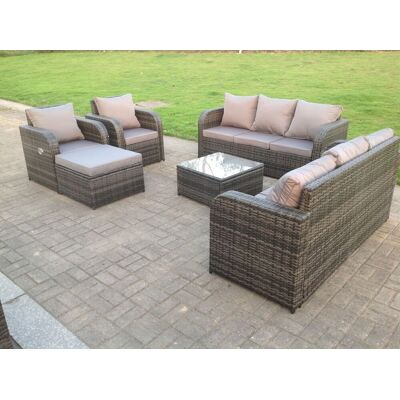 Polyrattan Garten Sofa Outdoor Gartenmöbel Set Für 9 Personen Balkonmöbel Sitzgruppe Mit Hocker,armstuhl,tisch Dunkelgrau Gemischt - Fimous Polyrattan Garten Sofa Outdoor Gartenmöbel Set Für 9 Personen Balkonmöbel Sitzgruppe Mit Hocker,armstuhl,tisch Dunkelgrau Gemischt - Fimous