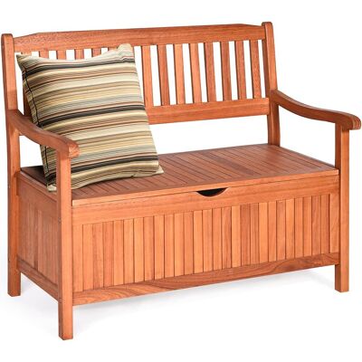 Gartenbank Mit Stauraum & Innensack, Massivholz , Bis 360kg, Truhenbank Für 2-sitzer, Mit Rücklehne & Armlehne, 107x59x90cm - Costway Gartenbank Mit Stauraum & Innensack, Massivholz , Bis 360kg, Truhenbank Für 2-sitzer, Mit Rücklehne & Armlehne, 107x59x90cm - Costway