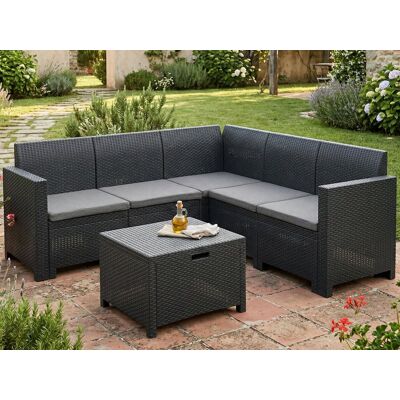 Bica - Lounge-set Für Den Außenbereich Eris, Garten-set Mit Kissen, Lounge-set Für Den Innenbereich In Rattan-optik, 100 % Made In Italy, Anthrazit Bica - Lounge-set Für Den Außenbereich Eris, Garten-set Mit Kissen, Lounge-set Für Den Innenbereich In Rattan-optik, 100 % Made In Italy, Anthrazit
