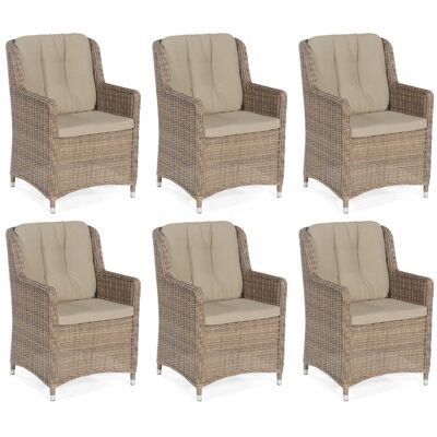 6er-set Garten-sessel Avatar Aluminium Mit Polyrattan Rustic-stream Gartenstuhl Hochle - Sonnenpartner 6er-set Garten-sessel Avatar Aluminium Mit Polyrattan Rustic-stream Gartenstuhl Hochle - Sonnenpartner