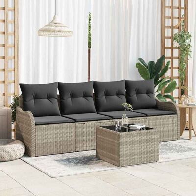 Teenpull – Gartensofa-set Hellgrau Poly-rattan Teenpull – Gartensofa-set Hellgrau Poly-rattan