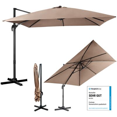 Sonnenschirm Φ300cm Ampelschirm, Terrassenschirm Neigbar, Gartenschirm Mit Kurbel & Gekreuzter Basis, Grosser Regenschirm Strandschirm Braun - Costway Sonnenschirm Φ300cm Ampelschirm, Terrassenschirm Neigbar, Gartenschirm Mit Kurbel & Gekreuzter Basis, Grosser Regenschirm Strandschirm Braun - Costway