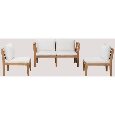 Sklum - 4-teiliges Modulares Gartensofa Mit Armlehnen Aus Filips-akazienholz Gardenia Weiß Sklum - 4-teiliges Modulares Gartensofa Mit Armlehnen Aus Filips-akazienholz Gardenia Weiß
