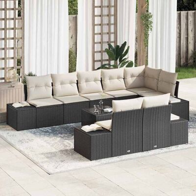 Teenpull – Gartensofa-set 9 Stk. Schwarz Und Creme Poly-rattan Teenpull – Gartensofa-set 9 Stk. Schwarz Und Creme Poly-rattan