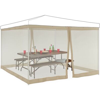 Moskitonetz Für 3 X 3 M Pavillon, 2 Seitenteile, Mit Reißverschluss & Klettband, 12 M Xl Mückennetz, Beige - Relaxdays Moskitonetz Für 3 X 3 M Pavillon, 2 Seitenteile, Mit Reißverschluss & Klettband, 12 M Xl Mückennetz, Beige - Relaxdays