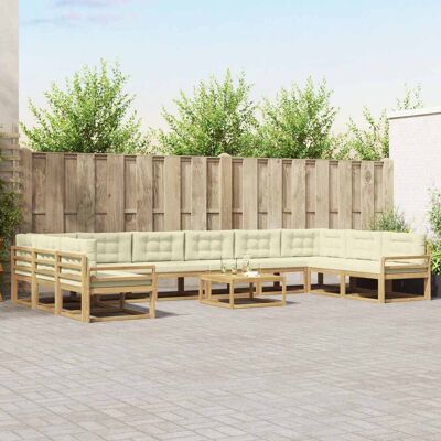 SORRUDER Vidaxl Outdoor-sofagarnitur Mit Kissen 11 Pcs Weiß Und Creme SORRUDER Vidaxl Outdoor-sofagarnitur Mit Kissen 11 Pcs Weiß Und Creme