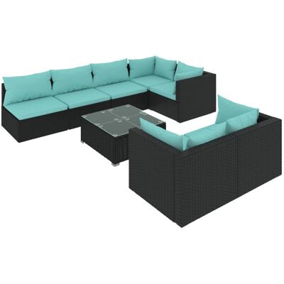 8-tlg. Garten-lounge-set Mit Kissen Schwarz Poly Rattan Vidaxl 8-tlg. Garten-lounge-set Mit Kissen Schwarz Poly Rattan Vidaxl