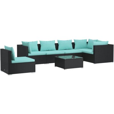 7-tlg. Garten-lounge-set Mit Kissen Poly Rattan Schwarz Vidaxl 7-tlg. Garten-lounge-set Mit Kissen Poly Rattan Schwarz Vidaxl
