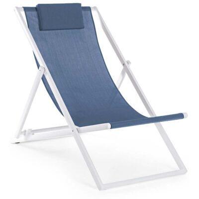BIZZOTTO Klappbare Liegestuhl 'cleo', Verstellbar In 3 Verschiedene Positionen Sonnenliege Für Veranda Und Schwimmbad -weiß Struktur Und Blau Texilene BIZZOTTO Klappbare Liegestuhl 'cleo', Verstellbar In 3 Verschiedene Positionen Sonnenliege Für Veranda Und Schwimmbad -weiß Struktur Und Blau Texilene