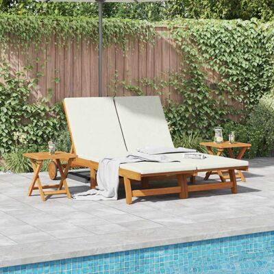 SORRUDER Vidaxl Sonnenliege Mit Kissen Cremeweiß Massivholz Akazie SORRUDER Vidaxl Sonnenliege Mit Kissen Cremeweiß Massivholz Akazie