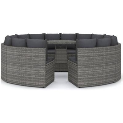 9-tlg. Garten-sofagarnitur Mit Auflagen Poly Rattan Grau Vidaxl 9-tlg. Garten-sofagarnitur Mit Auflagen Poly Rattan Grau Vidaxl