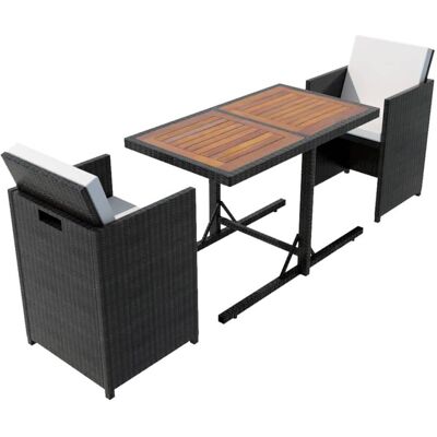 3-tlg. Bistro-set Mit Kissen Poly Rattan Schwarz Vidaxl 3-tlg. Bistro-set Mit Kissen Poly Rattan Schwarz Vidaxl
