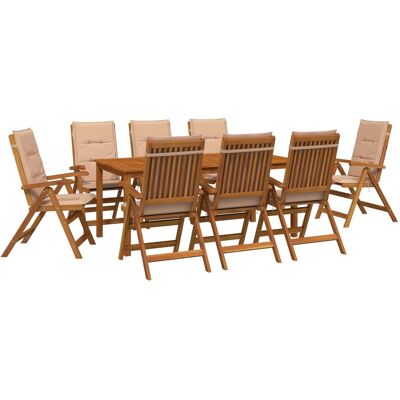 9-teilige Garten-essgruppe 8-sitzer Natur Massivholz Akazie Vidaxl 9-teilige Garten-essgruppe 8-sitzer Natur Massivholz Akazie Vidaxl