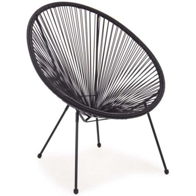 Yes Everyday - Moderne Lounge Set 'parker' Mit Sesseln Und Couchtisch Aus Synthetischem Seil Für Garten Und Veranda -sessel / Schwarz Yes Everyday - Moderne Lounge Set 'parker' Mit Sesseln Und Couchtisch Aus Synthetischem Seil Für Garten Und Veranda -sessel / Schwarz