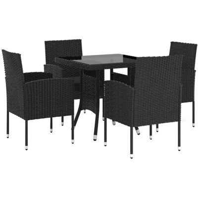 MINKUROW Vidaxl 5-tlg. Garten-essgruppe Poly Rattan Schwarz MINKUROW Vidaxl 5-tlg. Garten-essgruppe Poly Rattan Schwarz
