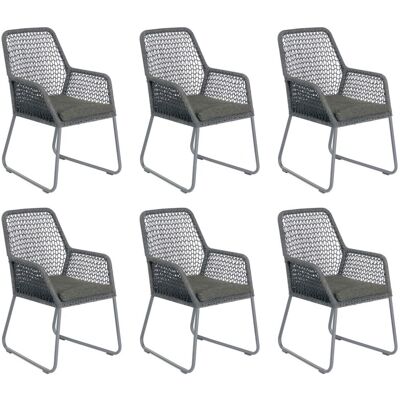 Sonnenpartner - 6er-set Gartensessel Poison Aluminium Mit Polyrope Dunkelgrau Gartenstuhl Sessel Sonnenpartner - 6er-set Gartensessel Poison Aluminium Mit Polyrope Dunkelgrau Gartenstuhl Sessel