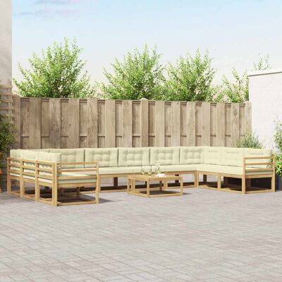 SORRUDER Vidaxl Outdoor-sofagarnitur Mit Kissen 11 Pcs Weiß Und Creme SORRUDER Vidaxl Outdoor-sofagarnitur Mit Kissen 11 Pcs Weiß Und Creme