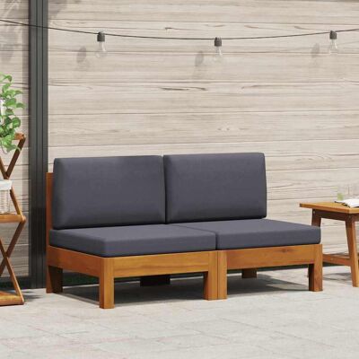 vidaXL 2-teiliges Garten-Lounge-Set aus Akazienholz - Grau vidaXL 2-teiliges Garten-Lounge-Set aus Akazienholz - Grau