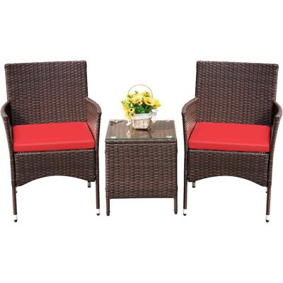 GARVEE Balkonmöbel Set,3-teiliges Wetterfestes Gartenmöbel-set Aus Pe-rattan – 2 Bequeme Sessel Mit Weichen Polstern & 1 Glastisch – Stilvolle Outdoor-loungemöbel Für Terrasse, Balkon, Veranda, Pool GARVEE Balkonmöbel Set,3-teiliges Wetterfestes Gartenmöbel-set Aus Pe-rattan – 2 Bequeme Sessel Mit Weichen Polstern & 1 Glastisch – Stilvolle Outdoor-loungemöbel Für Terrasse, Balkon, Veranda, Pool
