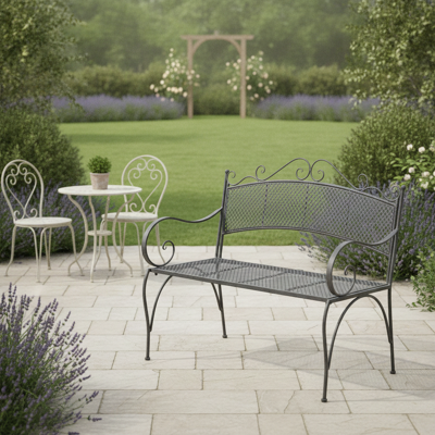 Mica Decorations Provence Gartenbank - Grau Metall - 107,5cm Mica Decorations Provence Gartenbank - Grau Metall - 107,5cm