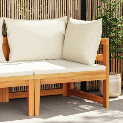vidaXL Ecksofa - Massives Akazienholz - Cremeweiße Kissen - Ecksofa vidaXL Ecksofa - Massives Akazienholz - Cremeweiße Kissen - Ecksofa
