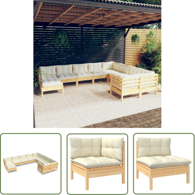 vidaXL 10-tlg. Garten-Lounge-Set Mit Kissen - Gartenmöbel vidaXL 10-tlg. Garten-Lounge-Set Mit Kissen - Gartenmöbel