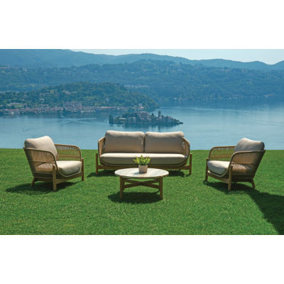 Set Bestehend Aus 2 Sesseln, Sofa Und Couchtisch Aus Teakfarbenem Akazienholz Und Seil Maligi Home Mg/gazania Holz Set Bestehend Aus 2 Sesseln, Sofa Und Couchtisch Aus Teakfarbenem Akazienholz Und Seil Maligi Home Mg/gazania Holz