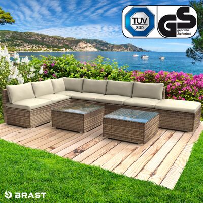 Brast Gartenmöbel Lounge Sofa Couch Set Relax Braun Poly-rattan Für 6 Personen Brast Gartenmöbel Lounge Sofa Couch Set Relax Braun Poly-rattan Für 6 Personen