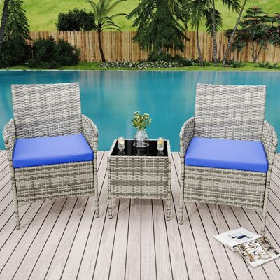 GARVEE Balkonmöbel Set,3-teiliges Wetterfestes Gartenmöbel-set Aus Pe-rattan – 2 Bequeme Sessel Mit Weichen Polstern & 1 Glastisch – Stilvolle Outdoor-loungemöbel Für Terrasse, Balkon, Veranda, Pool GARVEE Balkonmöbel Set,3-teiliges Wetterfestes Gartenmöbel-set Aus Pe-rattan – 2 Bequeme Sessel Mit Weichen Polstern & 1 Glastisch – Stilvolle Outdoor-loungemöbel Für Terrasse, Balkon, Veranda, Pool
