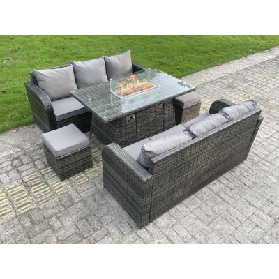 Fimous Gartengarnitur - Gas-Feuerstelle, Rechteckiger Esstisch - 8 Sitze Fimous Gartengarnitur - Gas-Feuerstelle, Rechteckiger Esstisch - 8 Sitze